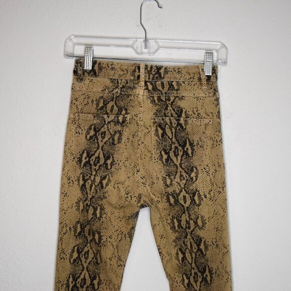 Zara Python Snake Pants Jeans Sz 2 Stretchy High Rise Skinny Ankle Grunge Rock - Picture 8 of 16